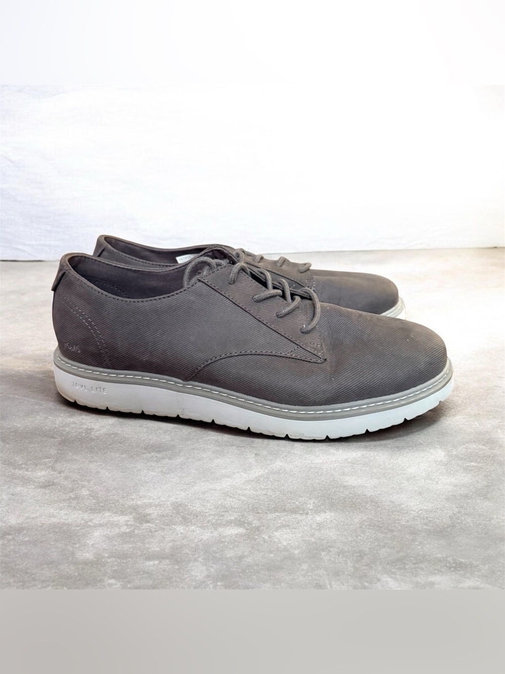 TOMS Navi Trvl Lite Oxford Shoes Men's Size 12 Grey Lace Up Low Top